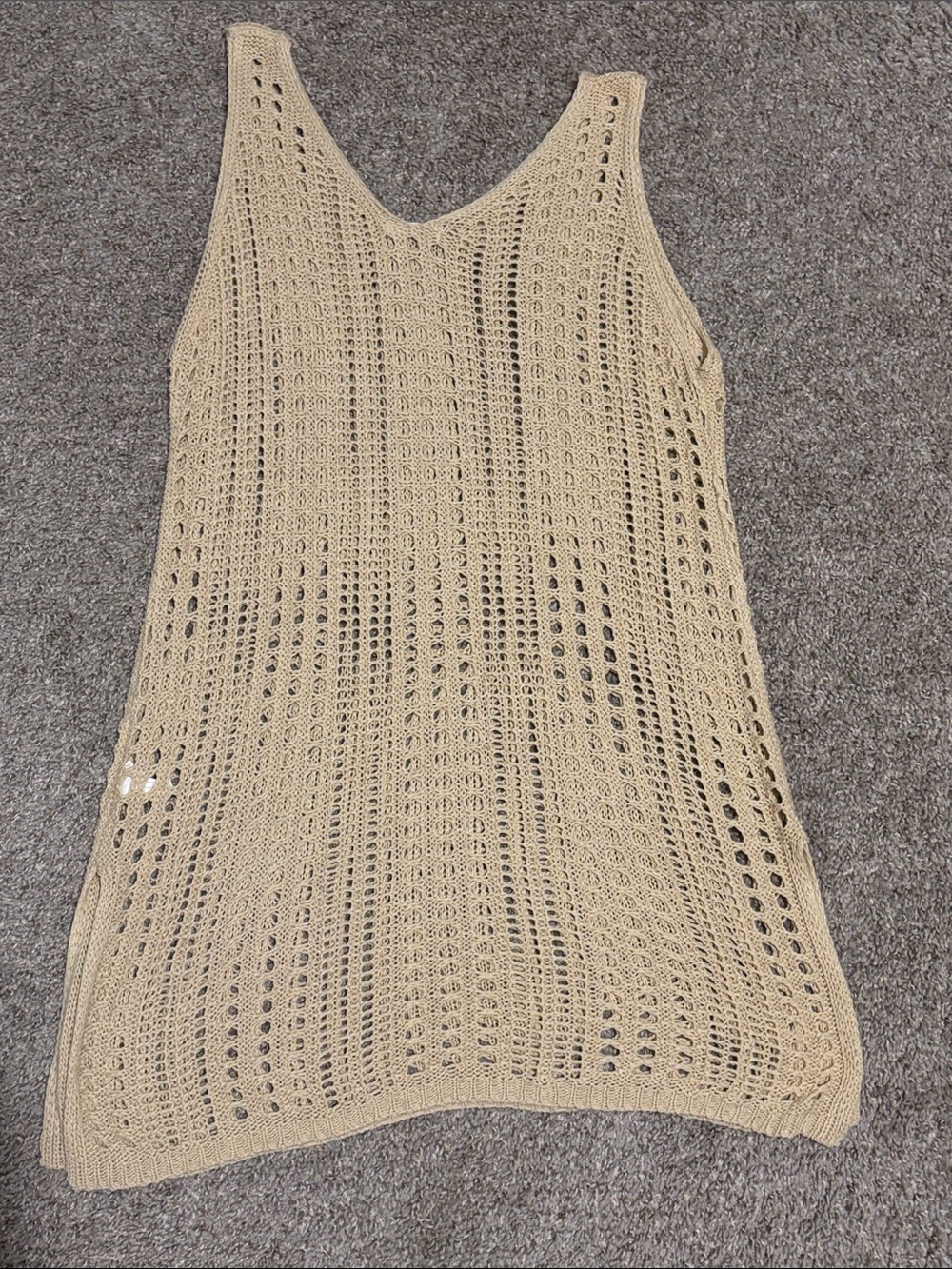 Beige Crochet Swim Coverup Tank Dress - xxl - Picture 3 of 3